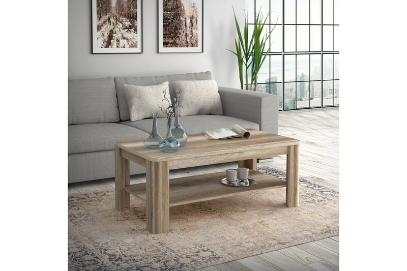 Sofabord Hupke 110 cm med Oppbevaringshylle - Brun - Sofabord & salongbord