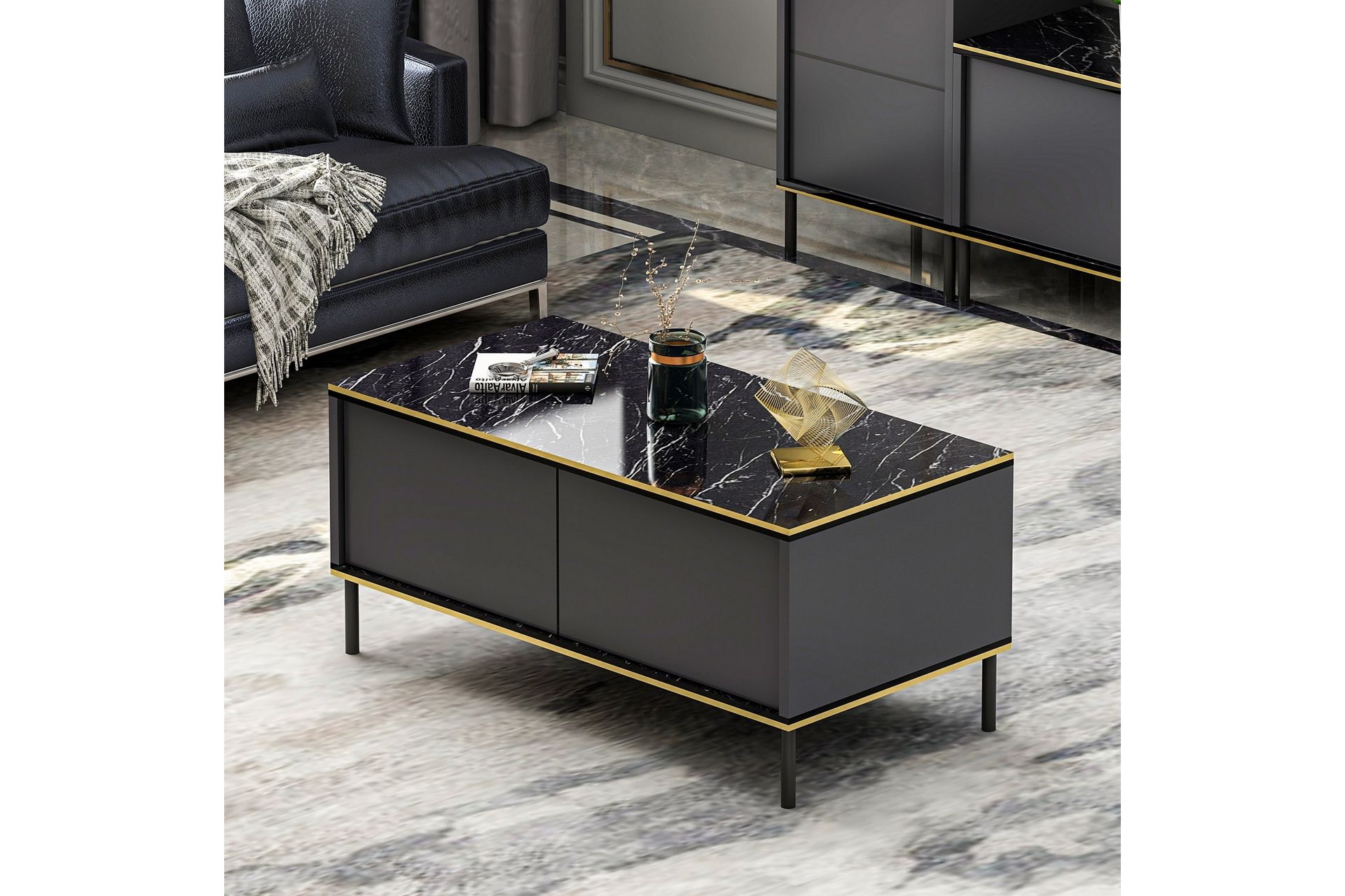 Sofabord Imaj 90 cm - Antrasitt - Møbler - Bord - Sofabord & salongbord