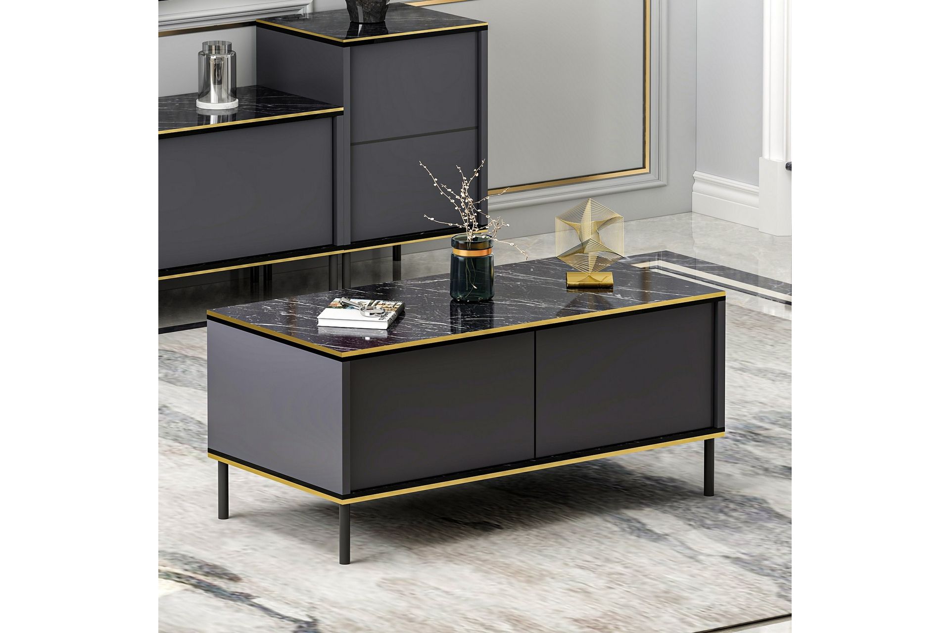 Sofabord Imaj 90 cm - Antrasitt - Møbler - Bord - Sofabord & salongbord