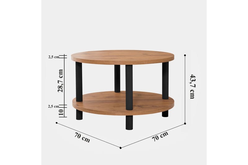 Sofabord Jamal 70x43,7x70 cm Runt - Brun/Svart - Sofabord & salongbord