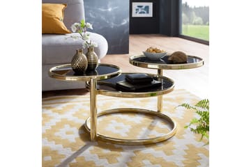 Sofabord Jayelynn 58 cm med Oppbevaringshyller Rundt - Svart/Gull - Møbler - Bord - Sofabord & salongbord