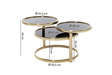 Sofabord Jayelynn 58 cm med Oppbevaringshyller Rundt - Svart/Gull - Møbler - Bord - Sofabord & salongbord