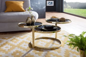 Sofabord Jayelynn 58 cm med Oppbevaringshyller Rundt - Svart/Gull - Møbler - Bord - Sofabord & salongbord