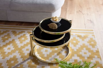 Sofabord Jayelynn 58 cm med Oppbevaringshyller Rundt - Svart/Gull - Møbler - Bord - Sofabord & salongbord