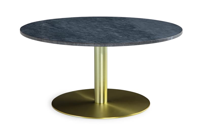 Sofabord Justine 90 cm Rundt Marmor - Grå/Messing - Sofabord & salongbord - Marmorbord