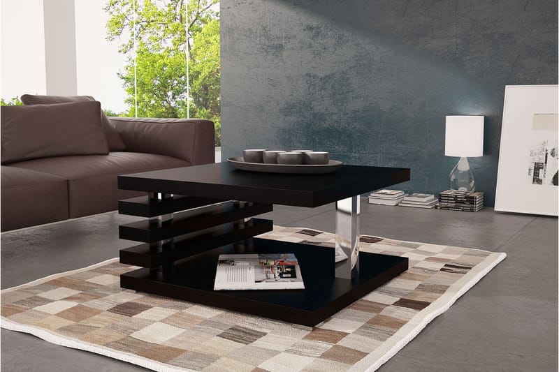 Sofabord KuRammea 60 cm med Oppbevaringshylle - Svart - Sofabord & salongbord