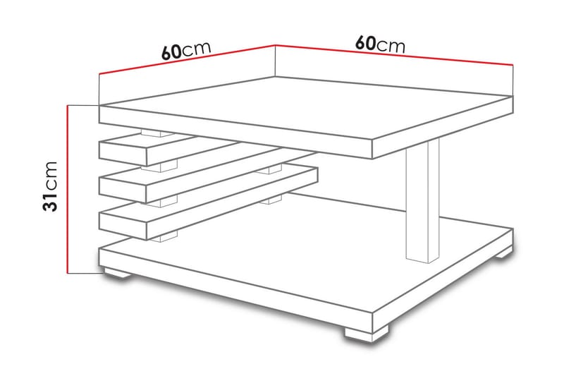 Sofabord KuRammea 60 cm med Oppbevaringshylle - Svart - Sofabord & salongbord