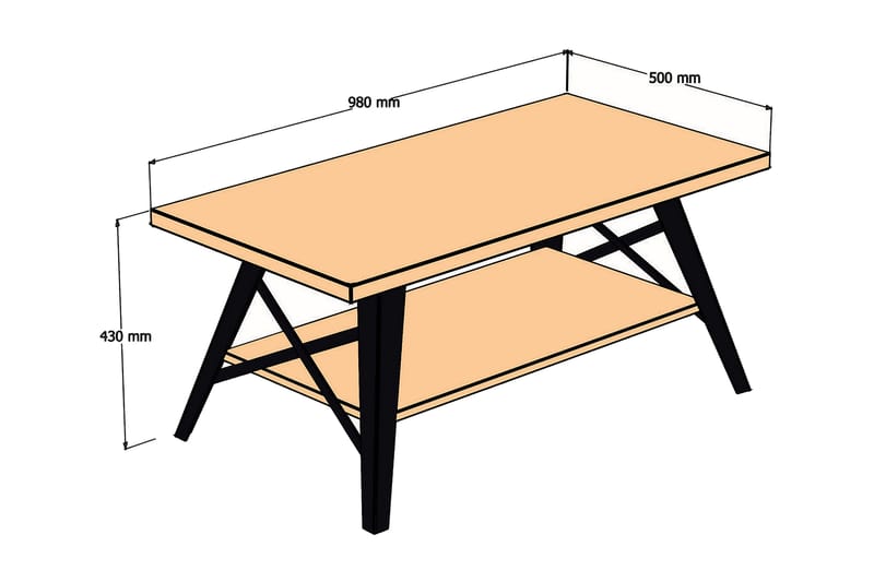 Sofabord Laggartorp 98x43x98 cm - Blå - Sofabord & salongbord