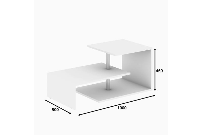 Sofabord Lalenius 100 cm med Oppbevaringshylle - Hvit - Sofabord & salongbord