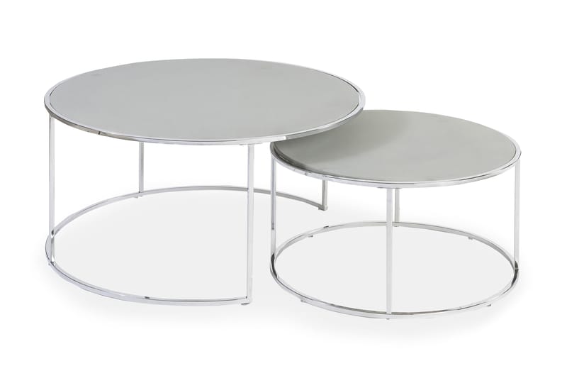 Sofabord Lens 2-pk 60|80 cm Krom/Grå - Stenexpo - Møbler - Bord - Sofabord & salongbord