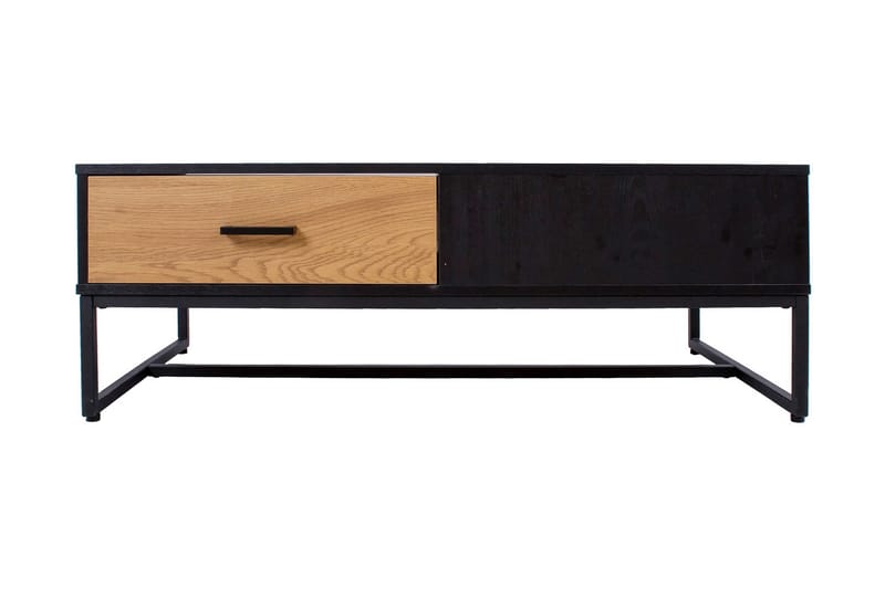 Sofabord Limmen 110 cm med Oppbevaring 2 Skuffer - Eikefarge/Svart - Sofabord & salongbord
