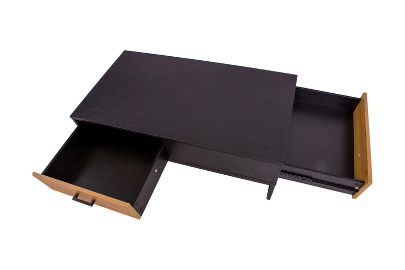 Sofabord Limmen 110 cm med Oppbevaring 2 Skuffer - Eikefarge/Svart - Sofabord & salongbord