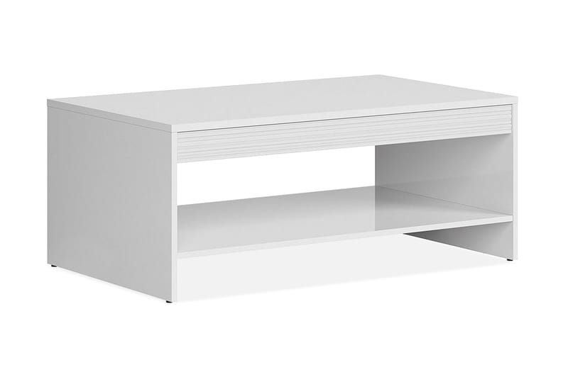Sofabord Livron 110 cm med Oppbevaringshylle - Hvit - Sofabord & salongbord