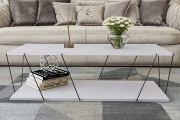 Sofabord Ljusfors 120 cm med Oppbevaring Hylle - Hvit/Svart - Møbler - Bord - Sofabord & salongbord