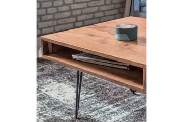 Sofabord Lochside 60 cm med Oppbevaring 2 Skuffer + Hyller - Akacia/Svart - Møbler - Bord - Sofabord & salongbord
