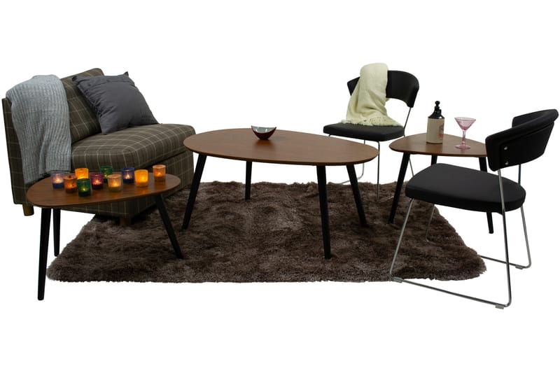 Sofabord LoHvitz 62 cm Ovalt - Valnøtt/Svart - Sofabord & salongbord