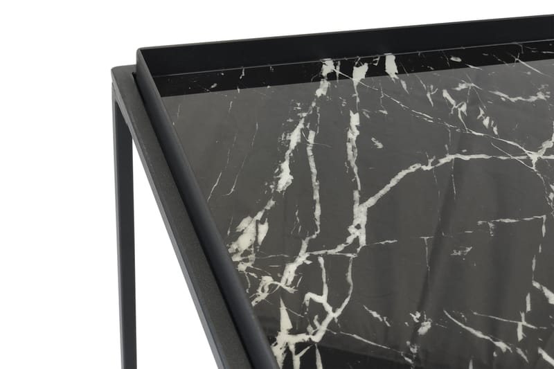 Sofabord Lyness 122 cm Marmormønster - Glass/Svart - Sofabord & salongbord - Marmorbord