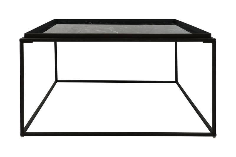 Sofabord Lyness 80 cm Marmormønster Kvadratisk - Svart - Marmorbord - Sofabord & salongbord