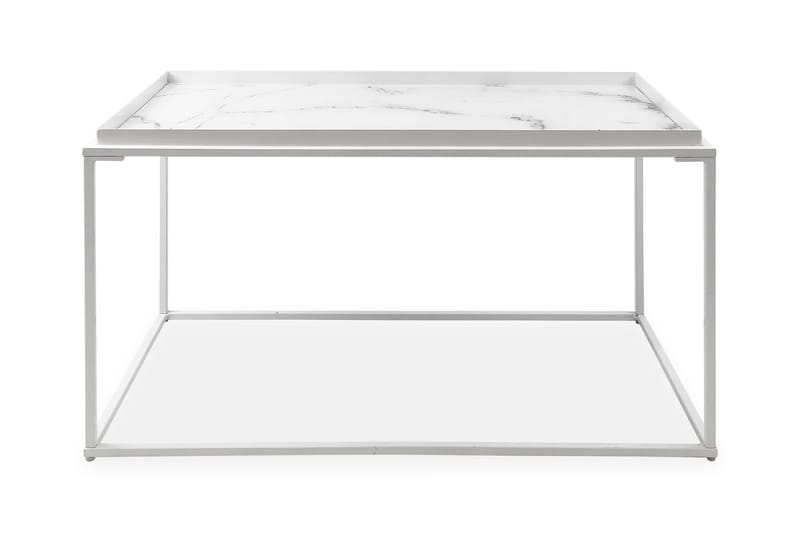 Sofabord Lyness 80 cm Marmormønster Rektangulær - Hvit/Brun - Marmorbord - Sofabord & salongbord