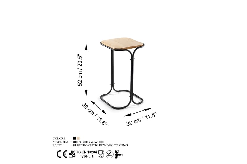 Sofabord Mamta 30 cm - Svart/Naturell - Sofabord & salongbord