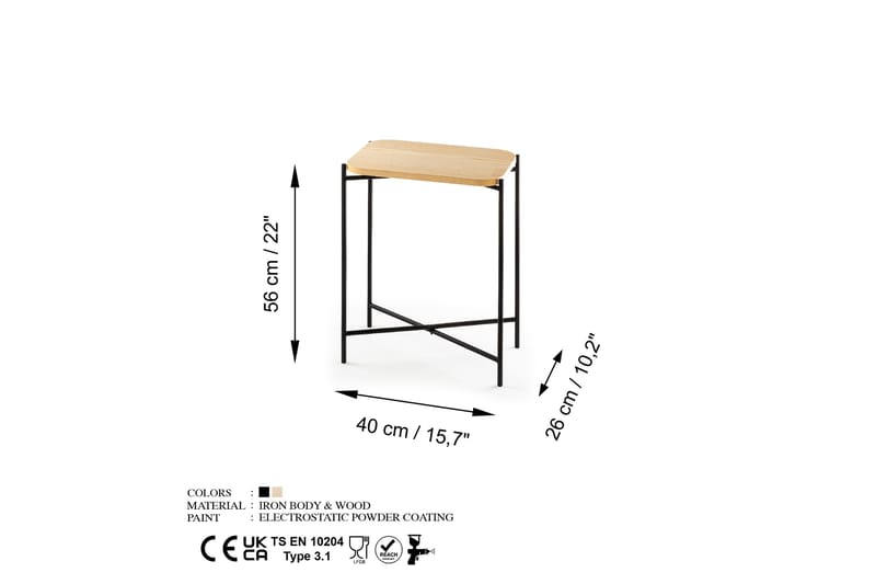 Sofabord Mamta 40 cm - Svart/Naturell - Sofabord & salongbord