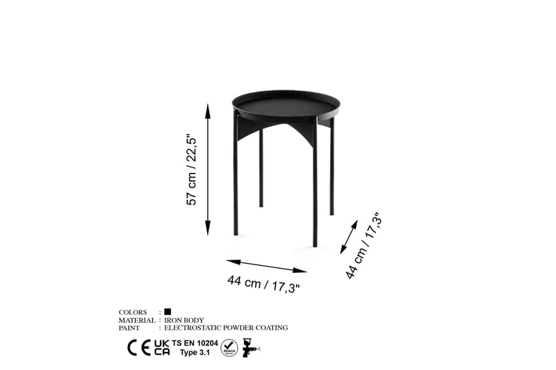 Sofabord Mamta 44 cm - Svart - Sofabord & salongbord
