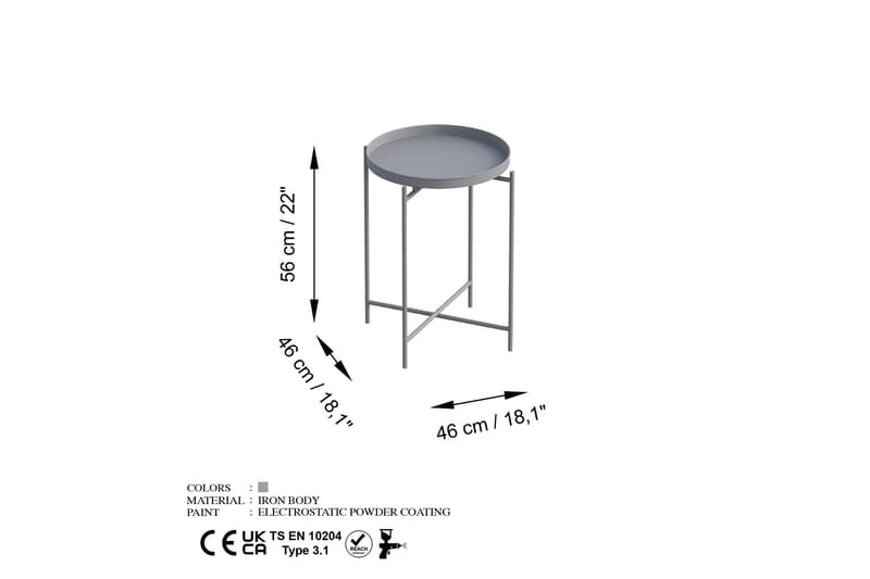 Sofabord Mamta 46 cm - Grå - Sofabord & salongbord