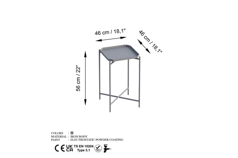 Sofabord Mamta 46 cm - Grå - Sofabord & salongbord