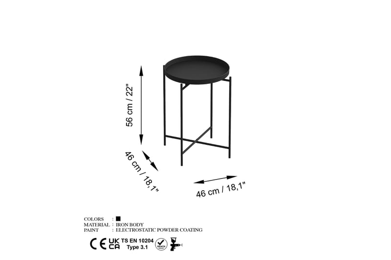 Sofabord Mamta 46 cm - Svart - Sofabord & salongbord