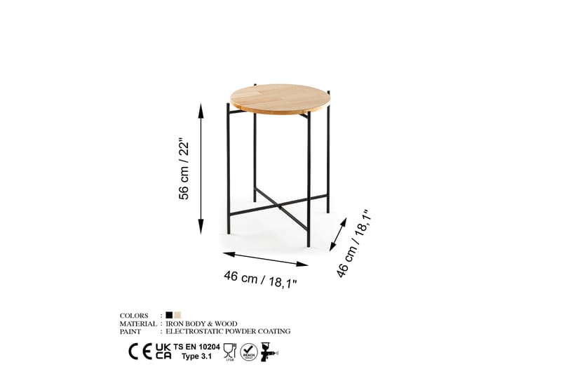 Sofabord Mamta 46 cm - Svart/Naturell - Sofabord & salongbord