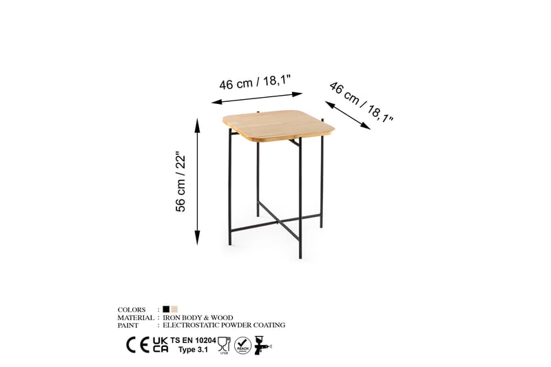 Sofabord Mamta 46 cm - Svart/Naturell - Sofabord & salongbord