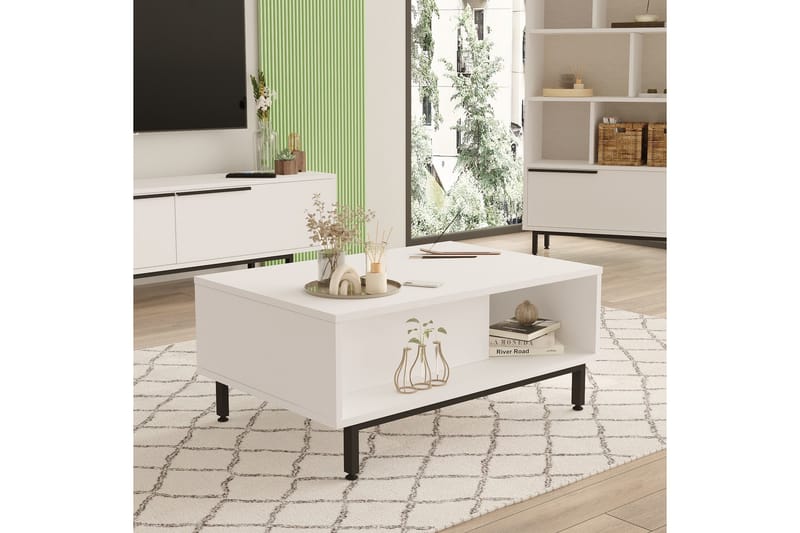 Sofabord Manku 90 cm - Hvit - Møbler - Bord - Sofabord & salongbord