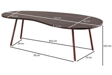 Sofabord Mayou 122 cm Njurformat - Massivt Tre/Mørkegrå/Kobber - Møbler - Bord - Sofabord & salongbord