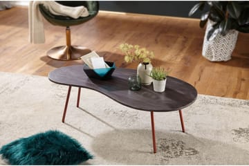 Sofabord Mayou 122 cm Njurformat - Massivt Tre/Mørkegrå/Kobber - Møbler - Bord - Sofabord & salongbord