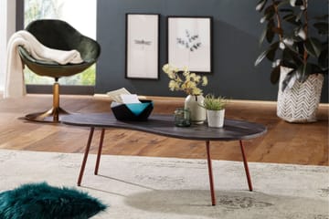 Sofabord Mayou 122 cm Njurformat - Massivt Tre/Mørkegrå/Kobber - Møbler - Bord - Sofabord & salongbord