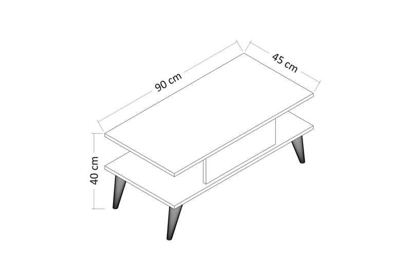 Sofabord Mazirbe 90x40x90 cm - Svart/Hvit - Sofabord & salongbord