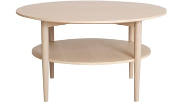 Sofabord Ravik med Hylle Ø90 cm - Hvitpigmentert - Møbler - Bord - Sofabord & salongbord - Sofabord med oppbevaring