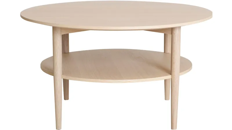 Sofabord Ravik med Hylle Ø90 cm - Hvitpigmentert - Møbler - Bord - Sofabord & salongbord - Sofabord med oppbevaring
