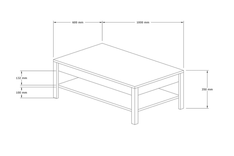Sofabord Molide 100 cm med Oppbevaringshylle - Natur/Blå/Hvit - Sofabord & salongbord