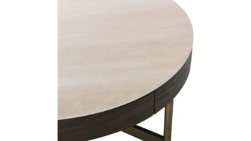 Sofabord Myrdal med Travertintopp 55 cm - Travertintopp med bronsefargede metallben - Møbler - Bord - Sofabord & salongbord