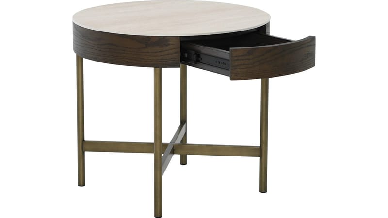 Sofabord Myrdal med Travertintopp 55 cm - Travertintopp med bronsefargede metallben - Møbler - Bord - Sofabord & salongbord