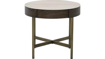 Sofabord Myrdal med Travertintopp 55 cm - Travertintopp med bronsefargede metallben - Møbler - Bord - Sofabord & salongbord