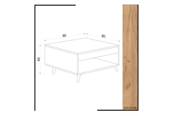 Sofabord Naidaj 80 cm med Oppbevaringsskuff + Hylle - Tre/Hvit - Møbler - Bord - Sofabord & salongbord