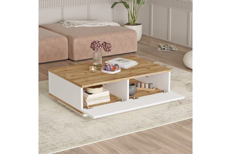 Sofabord Najar 90 cm - Brun/Hvit - Sofabord & salongbord