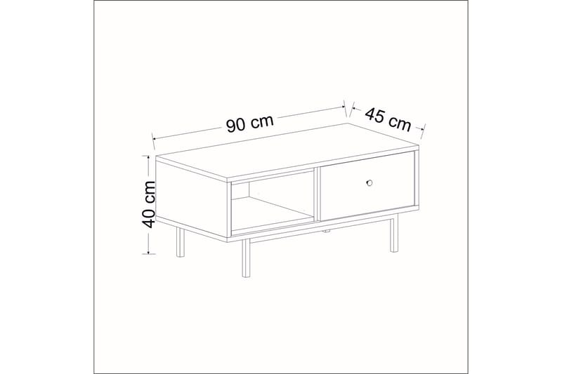 Sofabord Naturelia 90 cm med Oppbevaring Hylle + Lucka - Antracit/Svart - Sofabord & salongbord