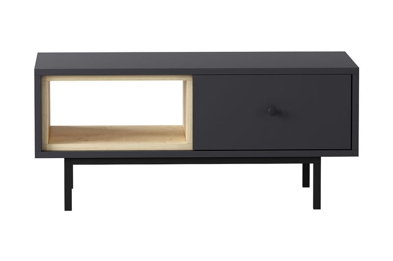 Sofabord Naturelia 90 cm med Oppbevaring Hylle + Lucka - Antracit/Svart - Sofabord & salongbord