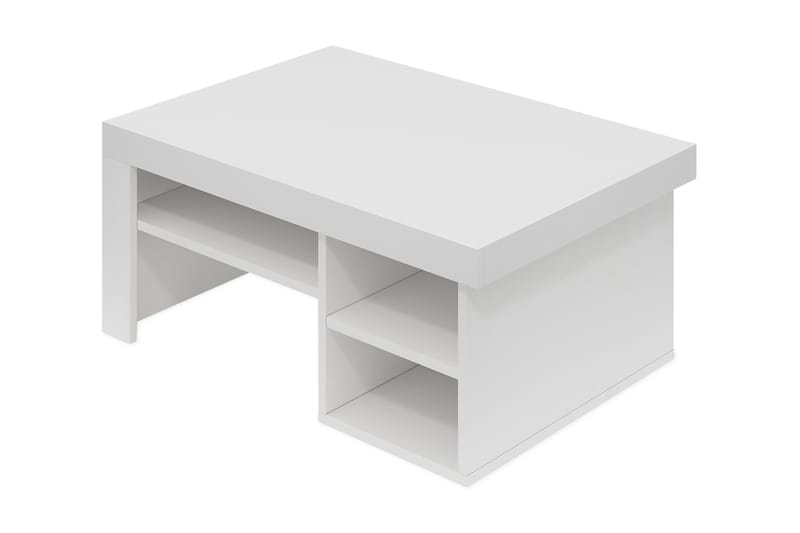 Sofabord Njonnjos 92 cm med Oppbevaringshyller - Hvit - Sofabord & salongbord