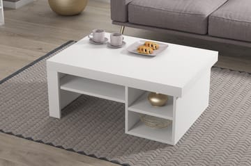 Sofabord Njonnjos 92 cm med Oppbevaringshyller - Hvit - Møbler - Bord - Sofabord & salongbord
