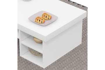 Sofabord Njonnjos 92 cm med Oppbevaringshyller - Hvit - Møbler - Bord - Sofabord & salongbord