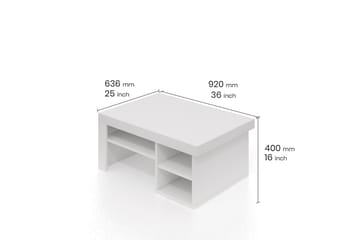 Sofabord Njonnjos 92 cm med Oppbevaringshyller - Hvit - Møbler - Bord - Sofabord & salongbord